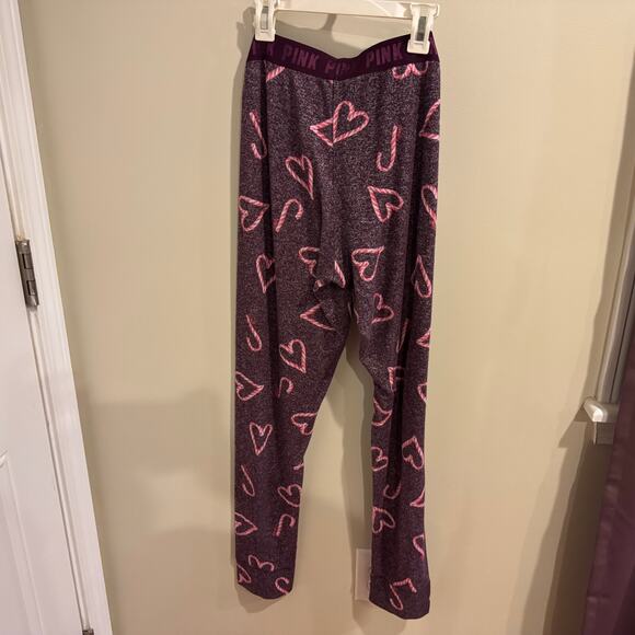 Victorias Secret PINK Holiday Hearts Candy Cane Pajama Set Size L - Picture 10 of 10